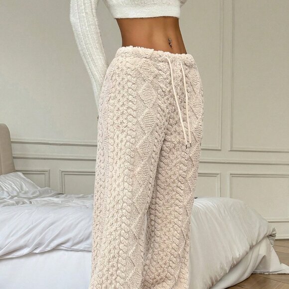 Beige Casual Women's Front Tied Straight Leg Pants - Picture 6 of 6